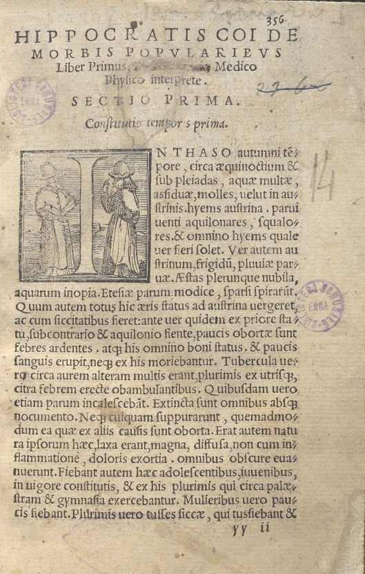 C.34.1.11 – DE MORBIS POPULARIBUS. HIPPOCRATES COI . 1546